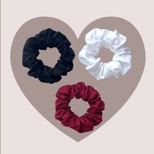Set of Black, White, and Red Scrunchies